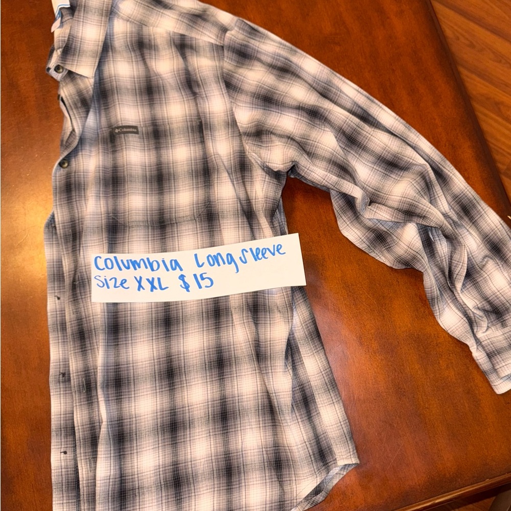 Columbia Men's Casual Plaid Shirt - Black and White